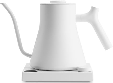 Bouilloire électrique à col de cygne Fellow Stagg EKG Pro - Café et thé à verser, chauffage rapide, contrôle précis de la température, programmation, minuterie d'infusion intégrée, EU Blanc mat
