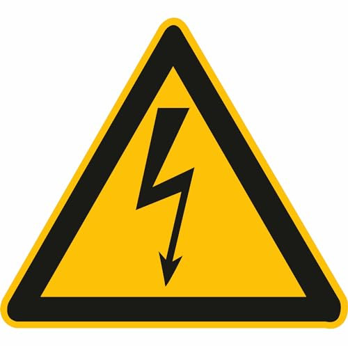 Indigos UG Aufkleber Warnung vor gefährl.elektr Spannung Warnschild a Bogen, Folienetik, gest,1,50cm - selbstklebender Sicherheits Aufkleber für Tür oder Wand - Warnschild für Gebäude, Hotel
