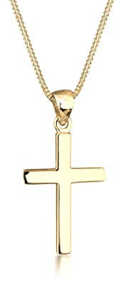 Elli Halskette Damen Kreuz Symbol Basic in 925 Sterling Silber Vergoldet