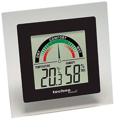 Technoline WS9415 Bürothermometer mit Temperaturanzeige und Luftfeuchteanzeige, Raumkomfort (Luftqualität), digitales Thermometer, kleine Temperaturstation