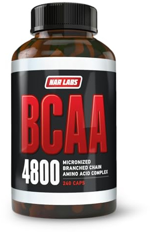 NAR LABS BCAA 4800 | Micronized Branched Chain Amino Acids | Muscle Building & Recovery | 2,400 per Serving | 80 Servings | 240 Capsules