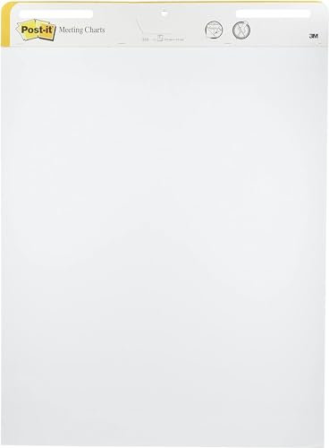 Post-It MC559 Flipchart Blöcke mit 2 x 30 selbstklebenden weißen Blättern, Weißwandtafel für Meetings, Meeting Chart mit Blanko Seiten