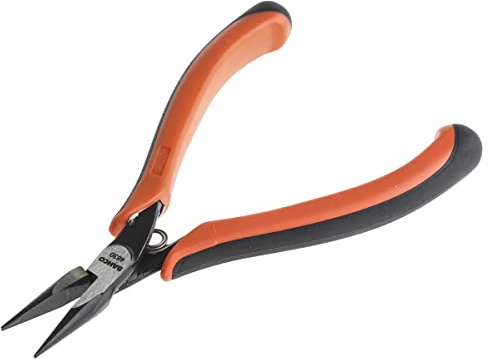 Bahco 4830 Snipe Nose Plier with Smooth Jaws, Black/Orange, 135 mm