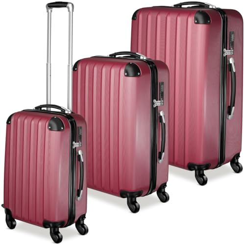 tectake® Set de Valises de Voyage 3 Tailles Valise Grande Taille, Cabine et Petite Valise Sacs de Voyage Valises Maternité ABS avec roulettes Pivotantes 360° Cadenas Poignée télescopique