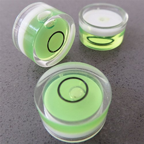 3 x nivel burbuja (en verde) con guía de/pequeño Mini blanco redondo circular Vial (incluye caja de regalo)