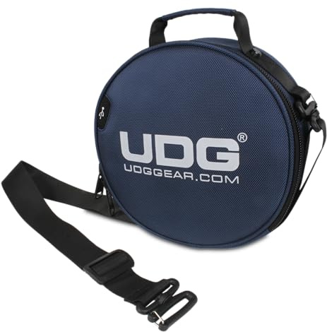 UDG Ultimate DIGI Headphone Bag, Dark Blue (U9950DB) | Compact headphone bag for DJs; padded compartment, accessories pocket, adjustable shoulder strap