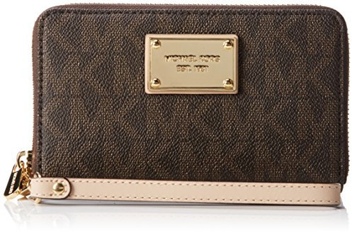 Michael Kors - Borsa Jet Set Travel Flat multifunzione da donna con cover per smartphone, porta carte e documenti, taglia unica, marrone (Braun (brown Signature)), Taglia unica