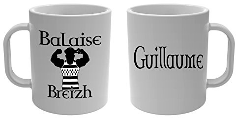 YONACREA - Mug Tasse - Bretagne Balaize Breizh avec prénom personnalisé