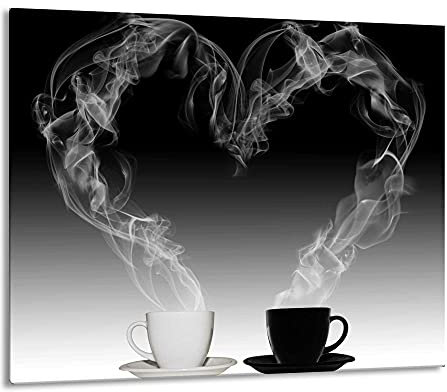 Gsmarkt | Herdabdeckplatte Schneidebrett Spritzschutz 60x52 | Bild auf Glas | Sicherheitsglas Gehärtetes Glas Bild | Motiv Kaffee