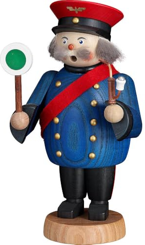 Seiffener Volkskunst | Räuchermännchen Erzgebirge | Gemütliche Typen 19 cm | Räucherfigur | Erzgebirgische Volkskunst | 12667 | Eisenbahner