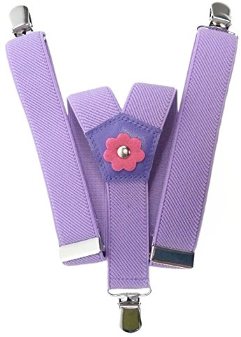 Olata Tirantes de Tela Elastizada En Forma De Y. Tirantes Para Niñas Con Diseño De Flores (1-5 Años) - 2.5cm. Lila