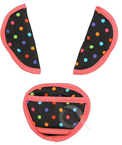 Almohadillas cinturón correa para el hombro y entrepierna funda universal se adapta a la mayoría Buggy, cochecito, silla de coche (1 – 3 JJ Rosa)