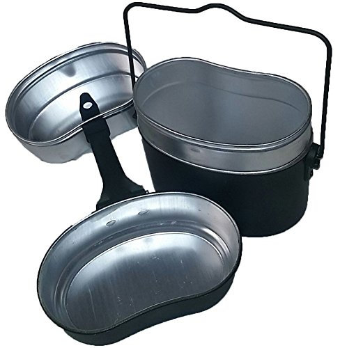 Armeeverkauf BW Essgeschirr Kochgeschirr Kochtopf 3 teilig Camping Outdoor Alu NEU