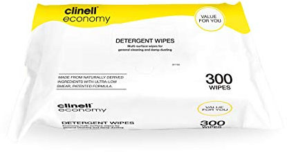 Clinell CDW300 Detergent Wipes - Alcohol and Disinfectant Free - Pack of 300 Wipes