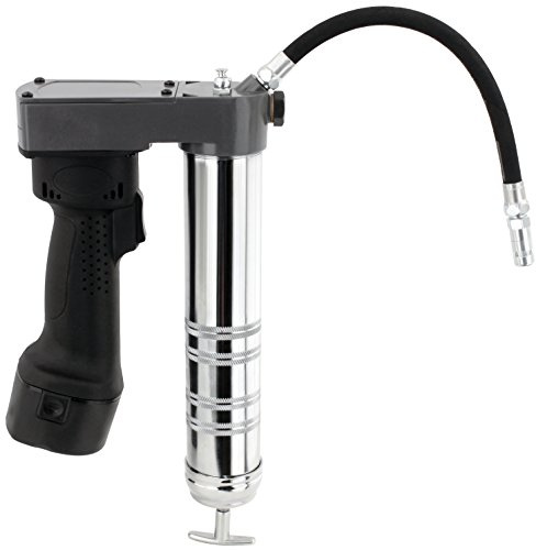 BLUREA Akku Fettpresse 12V 400 bar, für alle 400g Fettkartuschen, M10 Gewinde, Entlüftungsventil, im handlichen Kunststoff Koffer mit 1,5A Ladegerät und zwei 12V Akkus