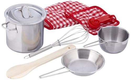Moses 638829 barnmatlagningsset 13 delar | Den perfekta presenten | Tillverkad av rostfritt stål | Med kökshandske, grytlappar, soppgrytset och mycket mer