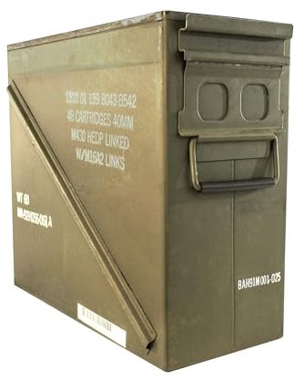 Metal Ammo Storage Box Holder Box (Olive Drab Green) - M548 20mm Ammo Can w/Front Metal Latch, Swing-Out Handle – Ideal Ammo Can Surplus - Waterproof Tool Boxes for Ammo & Emergency Supplies