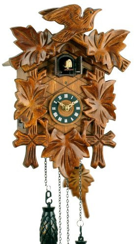 Eble Kuckucksuhr Kuckuckuhr Echtholz NEU batteriebetriebenes Quartzwerk Musik Kuckuckruf Fünflaub 30cm- 55400000