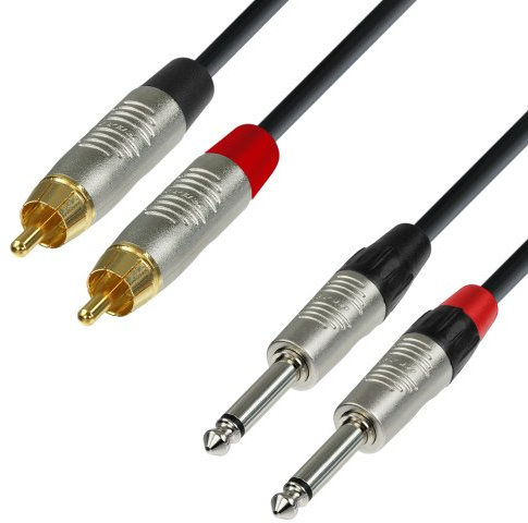 Adam Hall Cables 4 STAR TPC 0150 - Câble Audio REAN 2 x RCA mâle vers 2 x Jack 6,35 mm mono 1,5 m