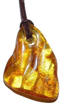 Joyas Janni Anhänger Natur Bernstein ca. 30 x 20 mm mit Loch und 1,5 Ø Leder Brenner in Braun SC-AN-BERN-02 Marke