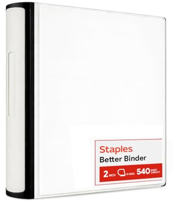 Staples Better Binder 2-Inch 3-Ring Binder, White – Heavy-Duty Binder for School & Office Organization