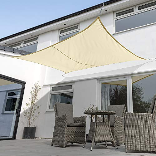 Kookaburra Waterproof Garden Sun Shade Sail Canopy in Sand 98% UV Block (4m x 3m Rectangle)