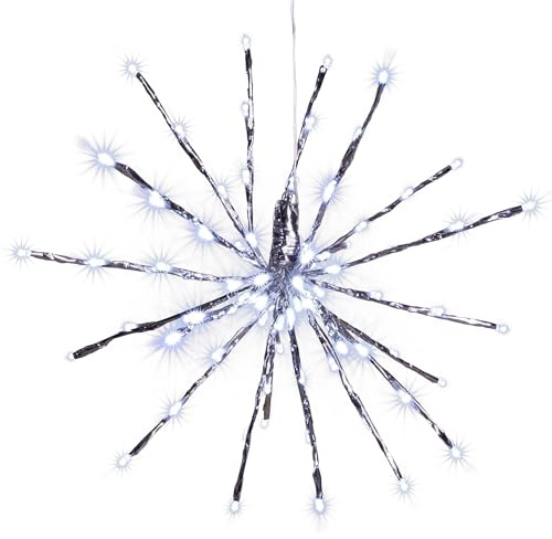 80 LED Meteor-Stern kalt-weiß Innen Außen mit Trafo Weihnachtsstern zum Aufhängen Meteorschauer by Nipach GmbH