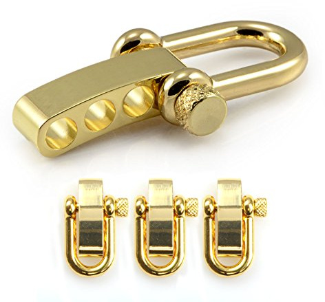 Ganzoo Schäkel aus Edelstahl, gerade U-Form, Drehverschluss mit Schraubbolzen, Oberfläche Gold, 3 Stück, Größe M, Öffnung 19 x 10 mm, 5 mm Materialstärke, 23 g, DIY Zubehör für Paracord 550 Armbänder