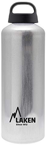 Laken Classic Borraccia Bottiglia d'acqua con Apertura Ampia e Tappo a Vite con Impugnatura, 1 Litro, Argento
