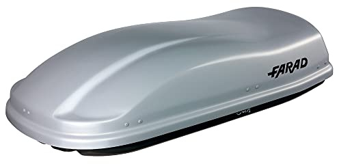 Farad Coffre de Toit Marlin 400L Gris métallisé - Double Ouverture Latérale, Homologation TÜV-GS, Garantie 5 Ans - Serrures centralisées sur 3 Points avec clés de sécurité - Résistant aux Rayons UV