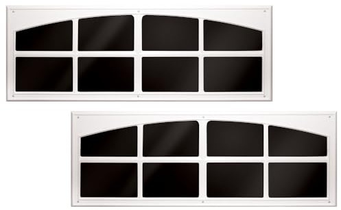 Faux Garage Door Windows, 2-Pack Simulated Window Overlay Panels for Curb Appeal, Fake Decorative Garage Door Window Covers, Easy DIY Install, Made in USA, Coach House Accents, (Signature, White)