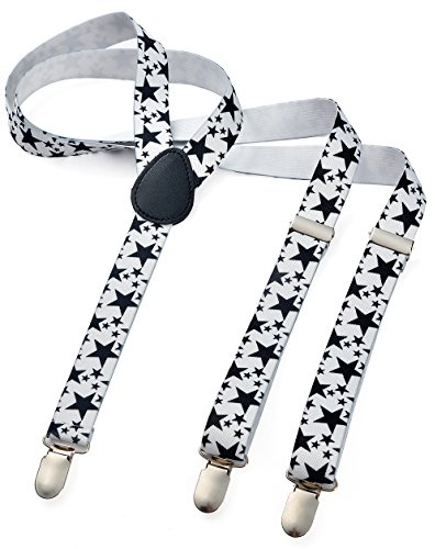 Miobo Long Hosenträger für Kinder, Y Form, 3 Clips, elastisch, schmal