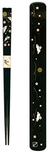 Ryu Mei 058016 Rabbit Japanese Chopstick Box and Set, Black