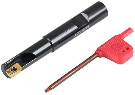 Accusize Industrial Tools 1/2'' 90 Deg Square Shoulder Indexable End Mill, 3-1/4'' Overall Length, Apkt11t3 Carbide Insert, 1 Flute, 0056-0914