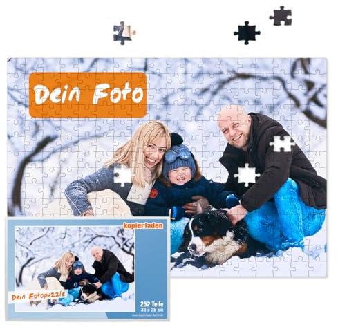 Fotopuzzle mit eigenem Bild und Text Personalisieren - 252 Teile, ca. 38 x 26 cm - Puzzle mit Foto Bedrucken - mit Geschenkbox