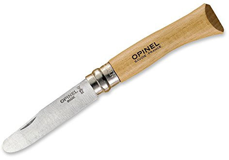 Opinel Nr. 7 Taschenmesser, für Kinder, mit Griff aus Buchenholz, Braun, Gesamtlänge 17,5 cm, 254136