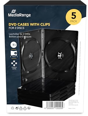 MediaRange BOX30-2 DVD-tomt fodral (för 2 skivor, 14 mm, 5-pack) svart