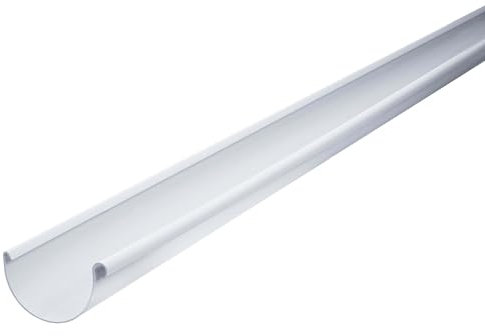 INEFA canalón de plástico semicircular 200cm 100mm, Canalón de lluvia blanco PVC, fácilmontaje enchufable,made in Germany