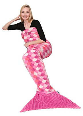 Kanguru Coperta coda da sirena, soffice plaid in pile per divano o letto, sacco a pelo per adulti, Lunga 200 cm, idea per regalo donna Natale o Compleanno, Lilla