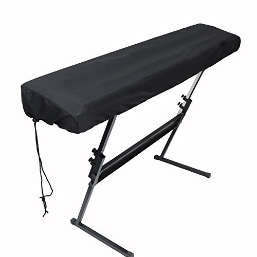 LIGICKY 88 Tastatur Klavierabdeckung mit Verstellbarer Kordel und Verriegeln, Elektronische Klavier Abdeckung Klaviertastatur Staub Schutz, schwarz 134x29x18cm