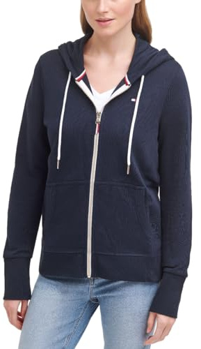 Tommy Hilfiger Damen-Hoodie, mit Reißverschluss, klassisches Sweatshirt mit Kordelzug und Kapuze, Kapitän des Himmels (Sky Captain), XXL
