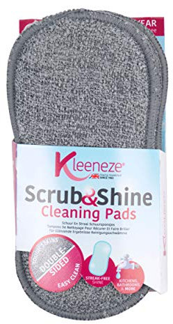 Kleeneze KL067258EU Multi-Purpose Scrubbing Sponges - Scourer, Double Sided Microfibre Cleaning Pads, Scrub & Shine, Remove Tough Stains in Kitchen/Bathroom, Surfaces, Pans, Machine Washable, 3-Pack