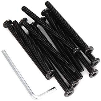 binifiMux 12pcs Black 1/4-20 x 3 Socket Cap Screws Allen Head with One Hex Key