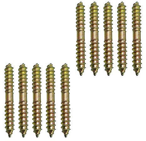 Viti a testa doppia autofilettanti, 10 pezzi Vite di centraggio per fissaggio a mobili in legno e legno a due punte, Bulloni filettati per tassello di fissaggio per mobili