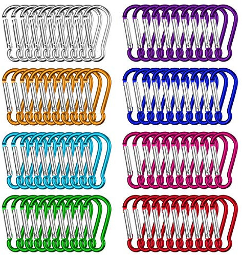 Dadabig 80 Stück Karabiner Schlüsselanhänger Mini Feuerwehr Karabiner Gefederter Verschluss Karabinerhaken aus Aluminiumlegierung Klein Kletterschnalle für Reisen Wandern (Kürbisform bunt 46 x 22mm)