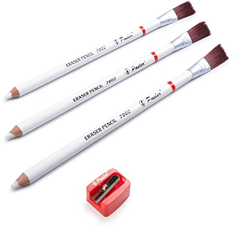 Pasler Eraser Pencils 7802 - Perfection Eraser Drawing Pencil with Brush and a Sharpener Perfect for Sketches and Coloured illustrations (7802-4)