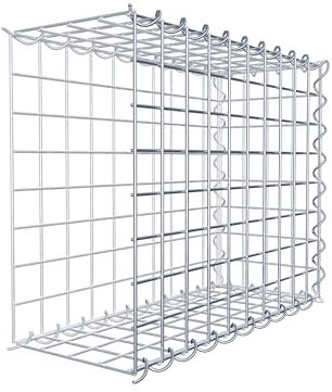 GABIONA Cesta de piedra de gavión rectangular, malla de 5 x 5 cm, profundidad de 20 cm, cesta de cultivo tipo 2, cierre de espiral, galvanizado (50 x 40 x 20 cm)