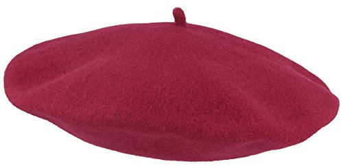 Breiter Damen Baskenmütze Damenmütze Wollmütze - One Size - Barret aus 100% Wolle