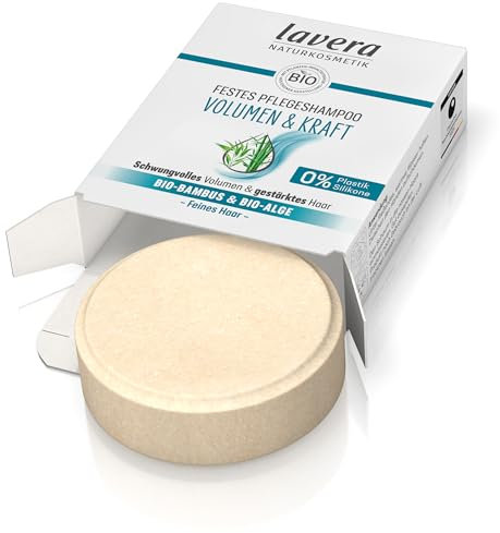 lavera Festes Pflegeshampoo Volumen & Kraft - ohne Silikone - Intensive Feuchtigkeit & sanfte Pflege - vegan - Naturkosmetik - 50 g