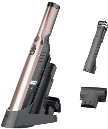Shark WANDVAC Cordless Hand Vac, Lightweight, Portable at 1.4 lbs., Powerful Suction, Charging Dock, One-Touch Empty for Car & Home, Multi-Surface Pet Tool & Duster Crevice Tool, Rose Gold, WV201RGBRN